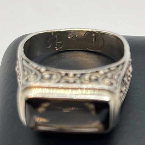 Smokey Quartz by Sarah Blaine for Willow House rectangular Bali Swirl Ring 7.5 - Picture 7 of 13